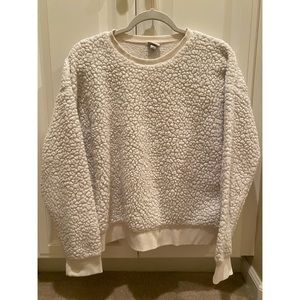 Women White Fluffy Sweatshirt